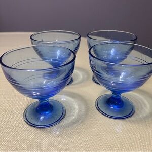 Duralex Blue Gigogne Sundae Bowls France Set 4